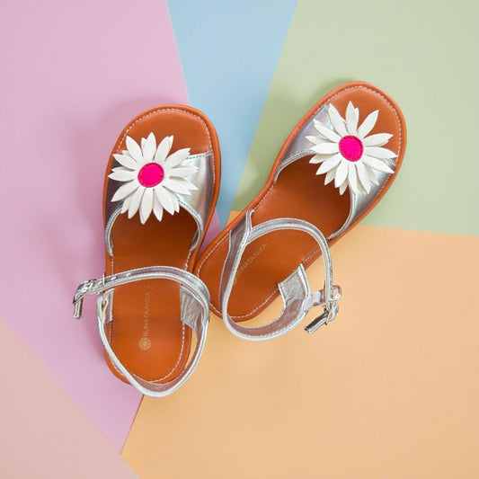 Silver Floral Sandal - Kids