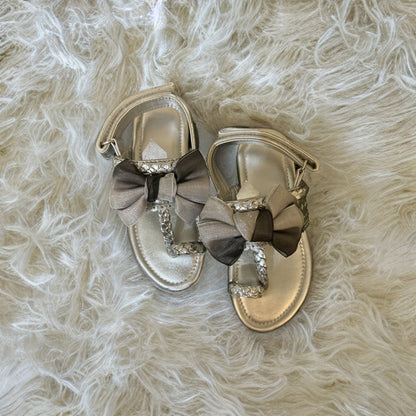 Silver Bow Kolhapuri Sandal - Kids