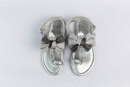 Silver Bow Kolhapuri Sandal - Kids