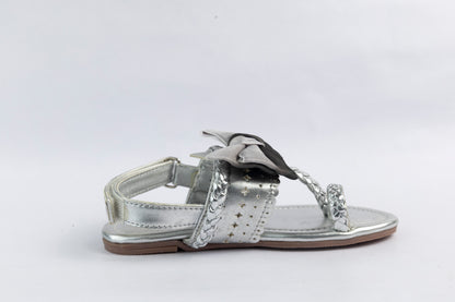 Silver Bow Kolhapuri Sandal - Kids